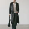 Abrigo largo de piel de napa Abrigo largo de piel de napa