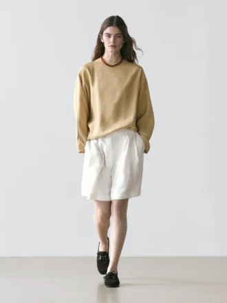 Bermudas cortas plisadas 100 % lino