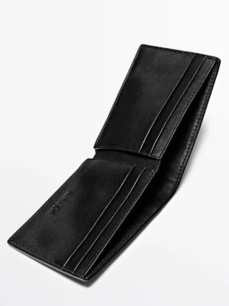 Billetera horizontal de cuero napa