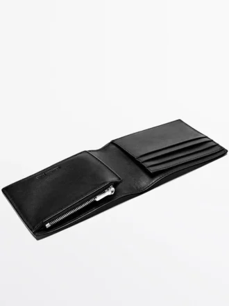Billetera horizontal de cuero napa con monedero