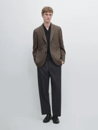 Blazer de lana a cuadros entallado