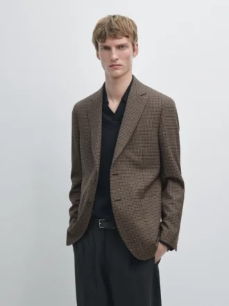 Blazer de lana a cuadros entallado