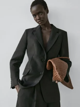 Blazer de lino con bolsillos
