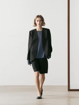 Blazer de lino sin solapas