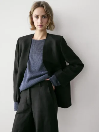 Blazer de lino sin solapas