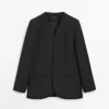 Blazer de lino sin solapas Blazer de lino sin solapas