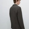 Blazer de mezcla de lana con diseño en espiga Blazer de mezcla de lana con diseño en espiga