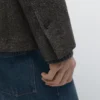 Blazer de mezcla de lana con diseño en espiga Blazer de mezcla de lana con diseño en espiga