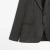 Blazer de mezcla de lana con diseño en espiga Blazer de mezcla de lana con diseño en espiga