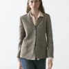 Blazer de mezcla de lana con efecto moteado Blazer de mezcla de lana con efecto moteado