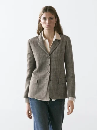Blazer de mezcla de lana con efecto moteado