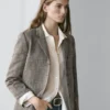 Blazer de mezcla de lana con efecto moteado Blazer de mezcla de lana con efecto moteado