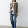 Blazer de mezcla de lana con efecto moteado Blazer de mezcla de lana con efecto moteado