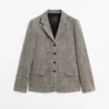 Blazer de mezcla de lana con efecto moteado Blazer de mezcla de lana con efecto moteado