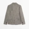 Blazer de mezcla de lana con efecto moteado Blazer de mezcla de lana con efecto moteado