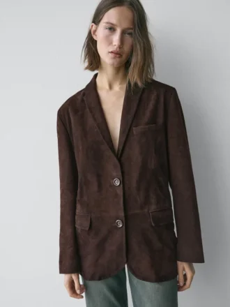 Blazer de piel de ante