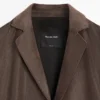 Blazer de piel de ante con cuello de solapas
