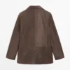 Blazer de piel de ante con cuello de solapas