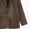 Blazer de piel de ante con cuello de solapas