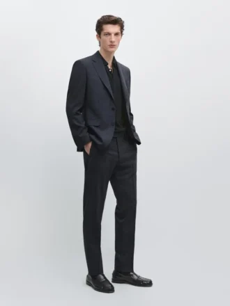 Blazer de traje a cuadros de mezcla de lana Cool Wool