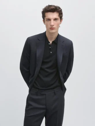 Blazer de traje a cuadros de mezcla de lana Cool Wool