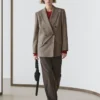 Blazer de traje de lana a cuadros