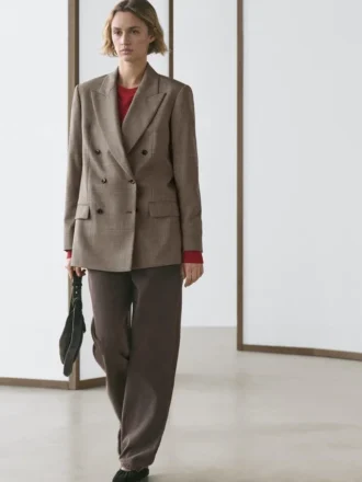 Blazer de traje de lana a cuadros