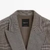 Blazer de traje de lana a cuadros