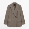 Blazer de traje de lana a cuadros