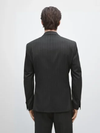 blazer de traje de lana fresca a rayas 2 1 330x440 - Blazer de traje de lana fresca a rayas
