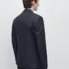 Blazer de traje de lana fresca a rayas Blazer de traje de lana fresca a rayas