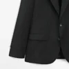 Blazer de traje de lana fresca a rayas Blazer de traje de lana fresca a rayas