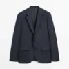 Blazer de traje de lana fresca a rayas Blazer de traje de lana fresca a rayas