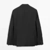 Blazer de traje de lana fresca a rayas Blazer de traje de lana fresca a rayas