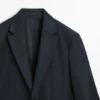 Blazer de traje de lana fresca con microtextura Blazer de traje de lana fresca con microtextura
