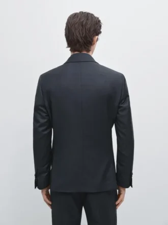 Blazer de traje de lana fresca con microtextura