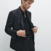 Blazer de traje de lana fresca con microtextura Blazer de traje de lana fresca con microtextura