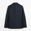 Blazer de traje de lana fresca con microtextura Blazer de traje de lana fresca con microtextura