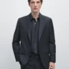 Blazer de traje de lana fresca con microtextura Blazer de traje de lana fresca con microtextura