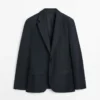 Blazer de traje de lana fresca con microtextura Blazer de traje de lana fresca con microtextura