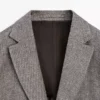 Blazer entallado de mezcla de lino con diseño en espiga Blazer entallado de mezcla de lino con diseño en espiga
