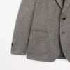 Blazer entallado de mezcla de lino con diseño en espiga Blazer entallado de mezcla de lino con diseño en espiga