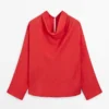 Blusa fluida con cuello drapeado Blusa fluida con cuello drapeado