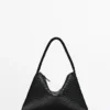 Bolso de hombro de cuero trenzado de tamaño mediano Bolso de hombro de cuero trenzado de tamaño mediano