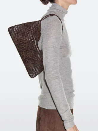 Bolso de hombro pequeño de cuero trenzado