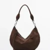 Bolso de media luna de piel serrada Bolso de media luna de piel serrada