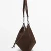 Bolso de media luna de piel serrada Bolso de media luna de piel serrada
