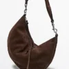Bolso de media luna de piel serrada Bolso de media luna de piel serrada