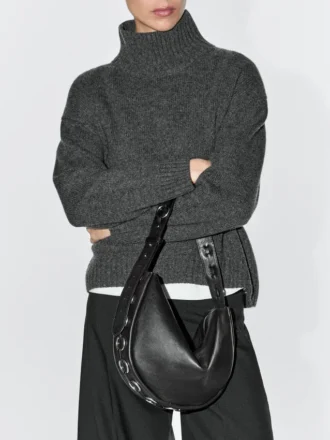 Bolso de piel napa con ojales