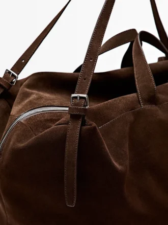 Bolso maxi de cuero gamuzado